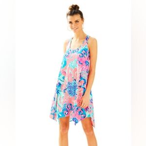 Lilly Pulitzer Melle Trapeze Dress Coral Reef I'm So Jelly XL